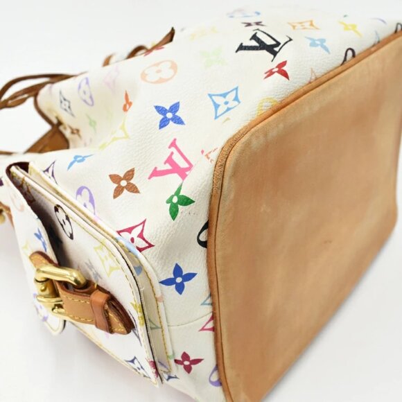 Authentic Louis Vuitton Multicolor Petit Noe Monogram Bucket Shoulder Bag White - Picture 11 of 11